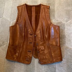 Dark camel colored REAL leather vest